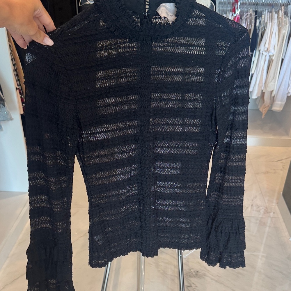 Cinq à Sept Midnight Black Textured Blouse